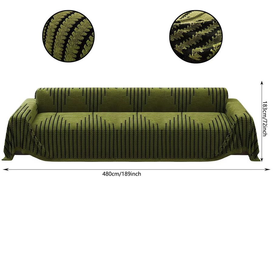 Dunkelgrünes Plüsch-Sofahandtuch im böhmischen Jacquard-Stil als weiche und dicke Decke für dein Wohnzimmer - Bild 6