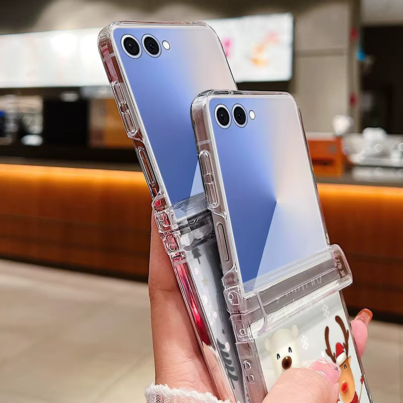 Samsung Galaxy Z Flip 5G Klappschutzhülle mit Weihnachtsmuster in Transparent - Bild 2