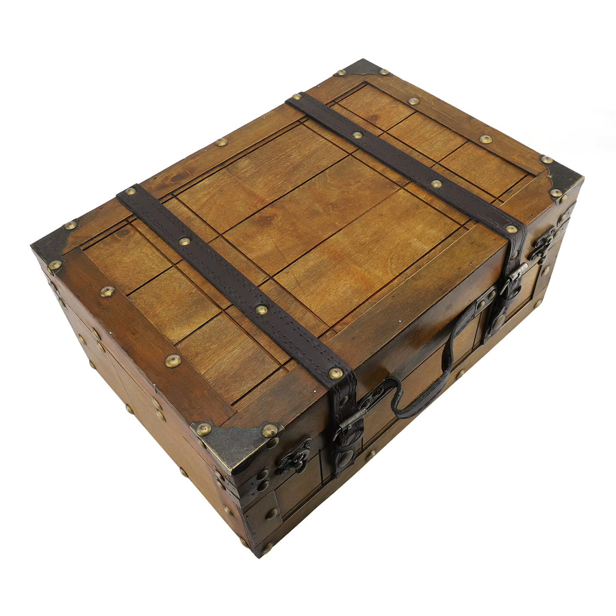 TOPINCN Retro-Koffer aus synthetischem Holz in Braun als dekorative Aufbewahrungsbox im Vintage-Stil, B/T/H: 34,29 x 24,13 x 15,29 cm - Bild 2