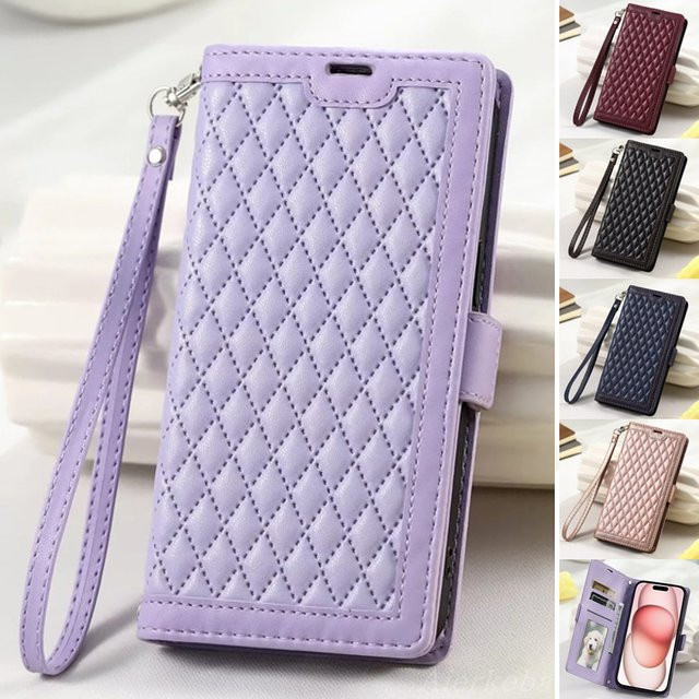 Ledertasche Flip Wallet Phone Cover für Samsung Galaxy A16 A36 A56 A26 A06 A15 A35 A55 A14 A34 A54 A13 A33 A53 A05 A25 A24 A52 in Gold und Purple - Bild 1