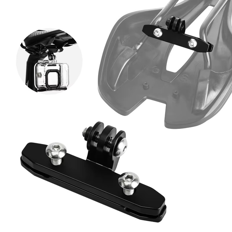 Kamera-Halterung aus Aluminiumlegierung für GoPro und Action-Cameras zur Montage an der Fahrrad-Sattelschiene, Schwarz - Bild 3