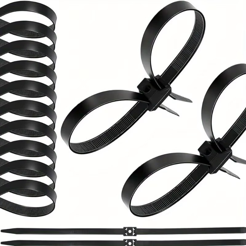 4 Stück Nylon-Kabelbinder mit doppeltem Loch in Schwarz, rutschfest und aus Kunststoff für Haushalt und Frachtstationen - Bild 3