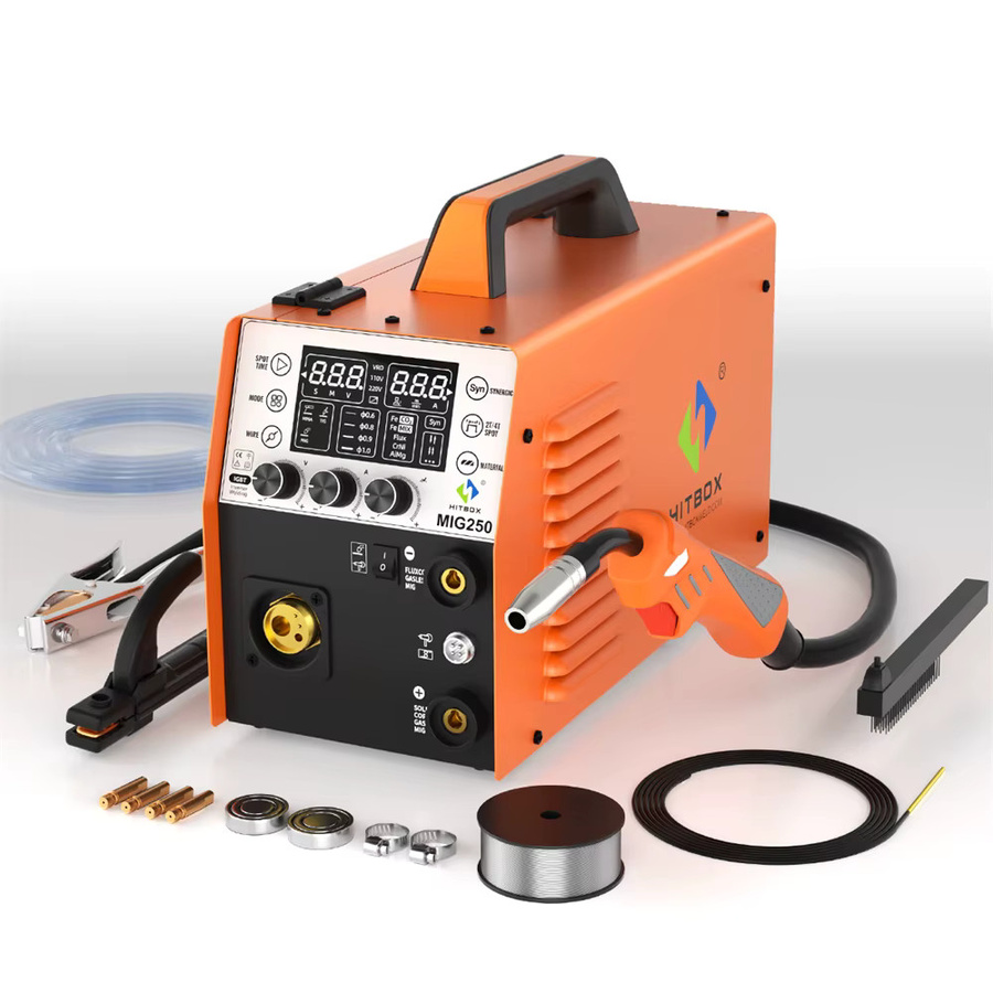 HITBOX 6-in-1 Aluminiumschweißgerät 250A MIG/MMA/WIG IGBT Inverter in Orange - Bild 2