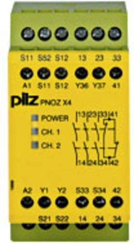 Pilz Sicherheitsschaltgerät PNOZ X4 24VDC 3n/o 1n/c Gelb B/T/H: 45 x 121 x 87 mm - Bild 1