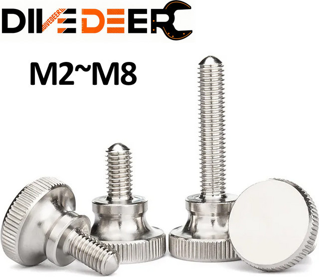 DIVEDEER Rändelschraube aus 304 Edelstahl mit High Step Kopf in Silber - Bild 1