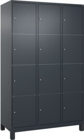C+P Schließfachschrank Classic PLUS mit 3 Abteilen und Füßen, Anthrazitgrau, B/T/H: 120 x 50 x 195 cm - Bild 1