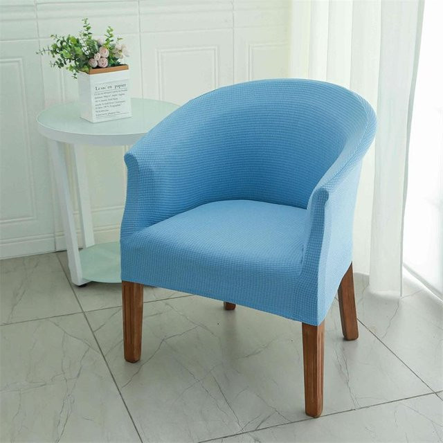 Yiran Furniture Universal Elastischer Stuhlbezug mit Karomuster in Blau für Esszimmerstühle, Breite: 38 cm, Höhe: 41 cm - Bild 1