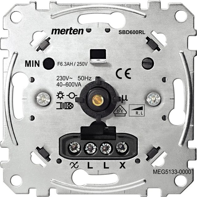 Merten Drehdimmer-Einsatz MEG5133-0000 für induktive Lasten mit Druck-Wechselschalter - Bild 1