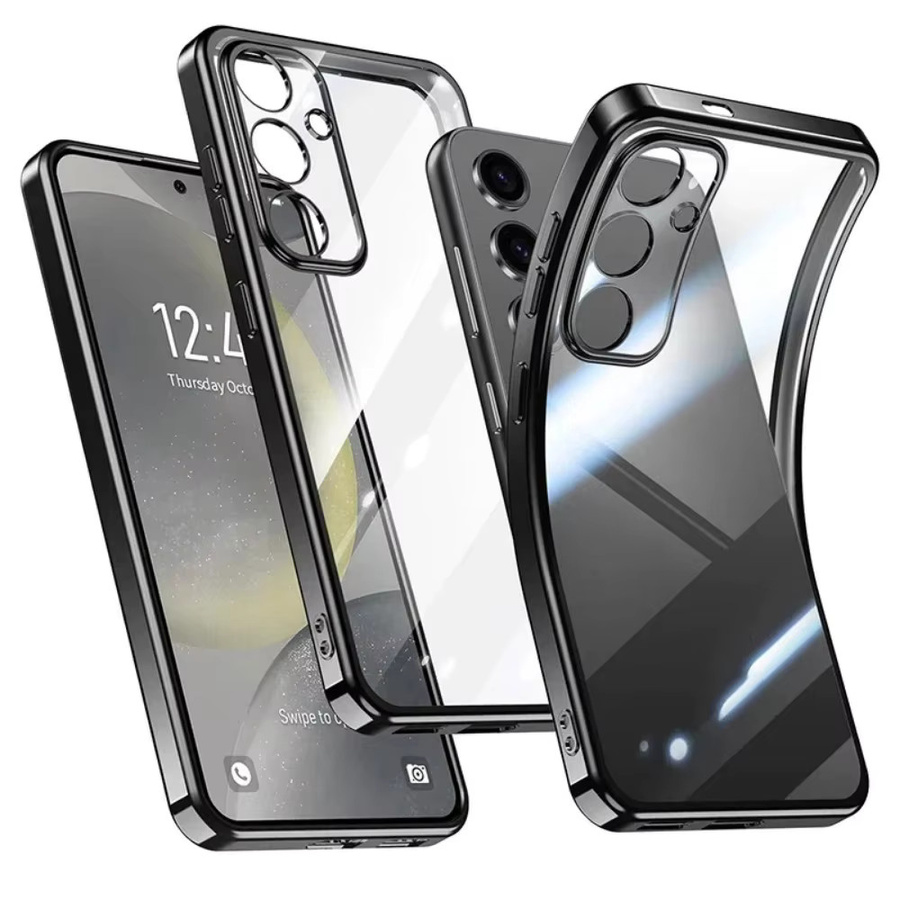 Stoßfeste Silikon-Handyhülle für Samsung Galaxy S24, S23 FE und S25 Ultra Plus, transparent und galvanisiert beschichtet - Bild 1