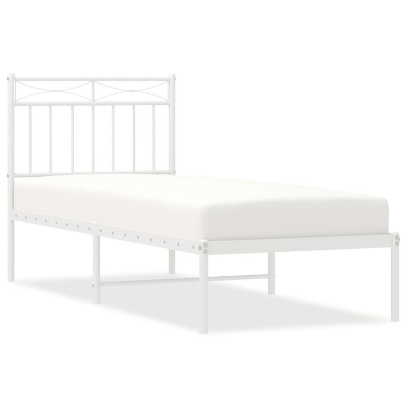 Vidaxl Metallbett mit Kopfteil in Weiß, B/H: 75 x 190 cm - Bild 2