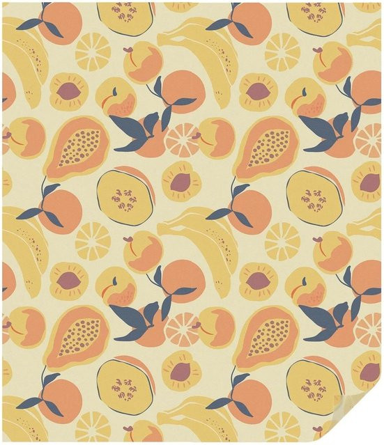 Tulup Buntglasfolie Saftige Früchte in Gelb und Bunt, Fensterfolie mit floralem Motiv, Breite: 100 cm, Höhe: 116 cm - Bild 1