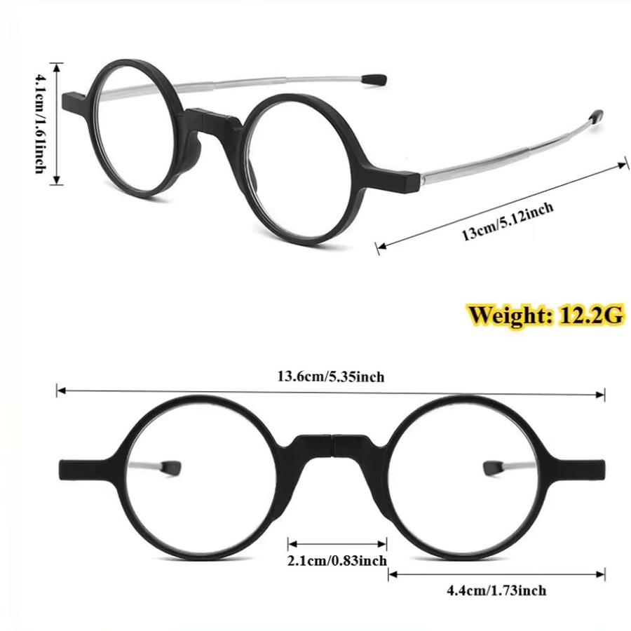 EIDEHUA Lesebrille, Rund, Vollrand, Metall, Schwarz, Unisex - Bild 2