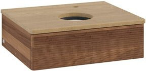 V&B Waschtischunterschrank Antao mit Frontstruktur in Eiche Honig und Walnuss, Braun, B/T/H: 60 x 50 x 19 cm - Bild 1