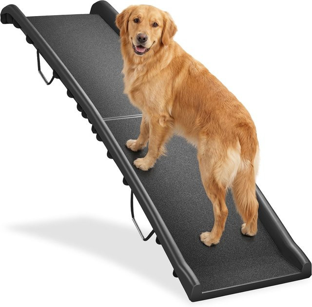 tectake Hunderampe Paw Step klappbar und rutschfest mit Führungsschienen, Schwarz, B/T/H: 155 x 40 x 14 cm - Bild 1