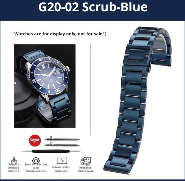 Zhuolei Uhrenarmband Edelstahl, Blau, Herren, 20mm - Bild 1