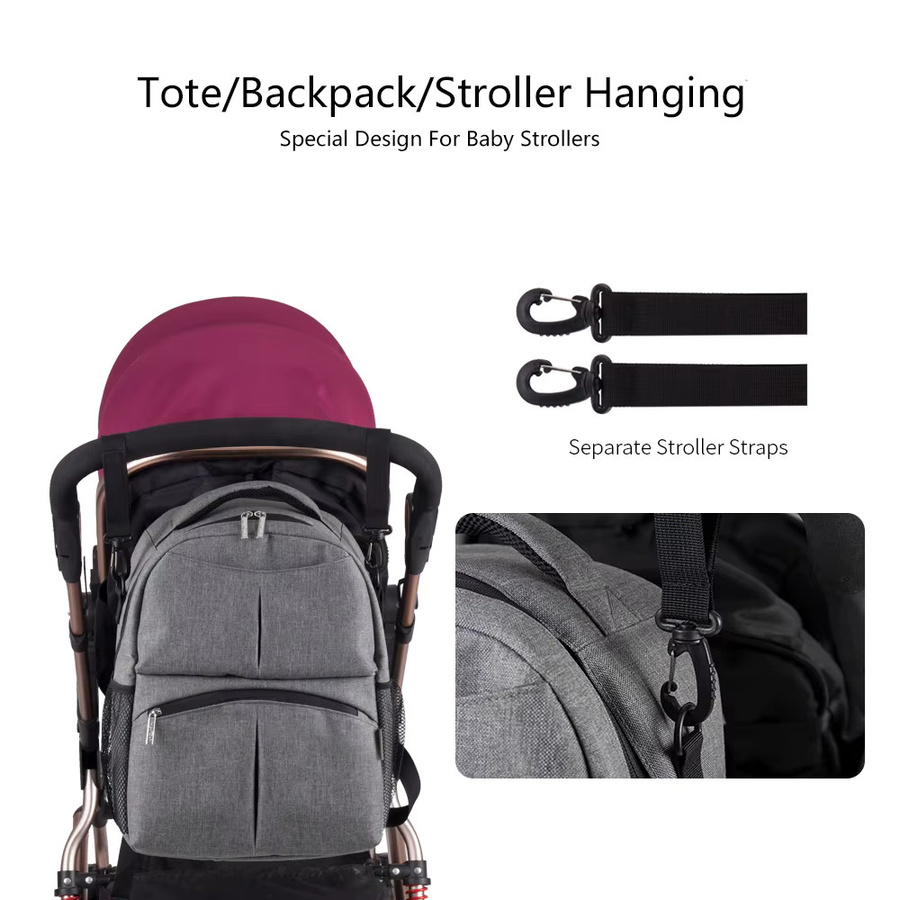 INSULAR Baby Windeltasche als multifunktionaler Rucksack, wasserdicht, grau - Bild 5