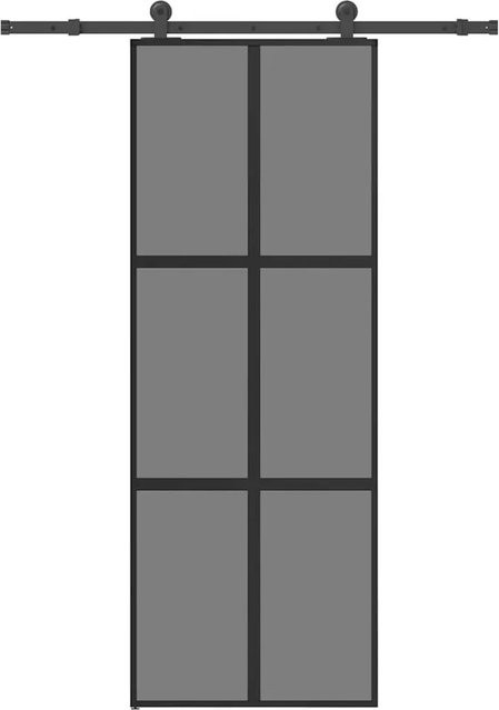 vidaXL Schiebetür aus Hartglas und Aluminium in Schwarz, Grau und Transparent, B/H: 76 x 205 cm - Bild 1