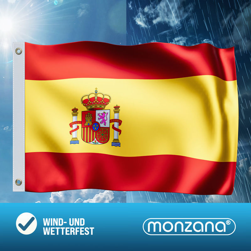 Spanien Flagge aus Polyester von MONZANA in Rot und Gelb mit Metallösen, B: 150 cm, H: 90 cm - Bild 3