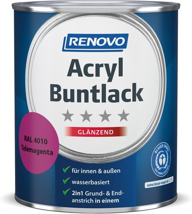 RENOVO Acryl-Buntlack Telemagenta RAL 4010 Glänzend Rot 0,75 l - Bild 1