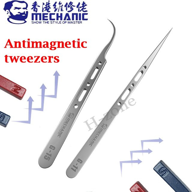 MECHANIC G-15 11 Präzisionspinzette mit antimagnetischer Spitze und feinem Clip in Silber für die Mobiltelefon-Reparatur - Bild 1