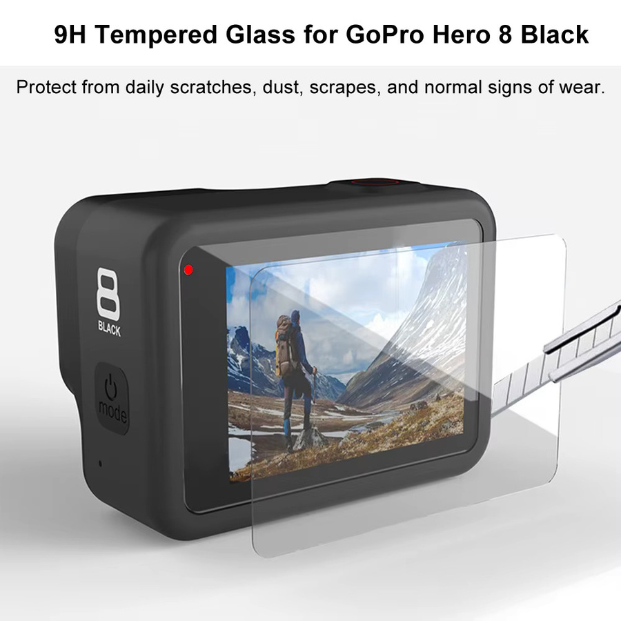 Gehärtetes Glas Display-Schutzfolie in Schwarz für GoPro Hero 8 Action Camera Zubehör - Bild 2