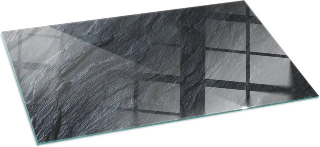 Tulup Glasplatte für Kamin in Schwarz mit Steinoberflächenstruktur, B/T: 140 x 70 cm - Bild 1