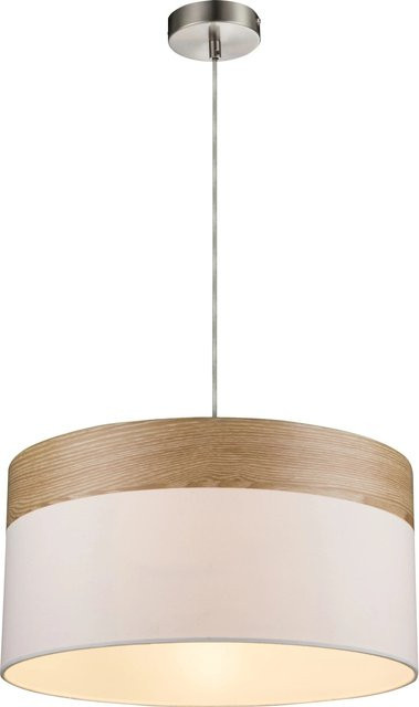 Globo Pendelleuchte CHIPSY in Nickel matt und Beige mit Holz-Elementen und Textilschirm, E27 - Bild 1