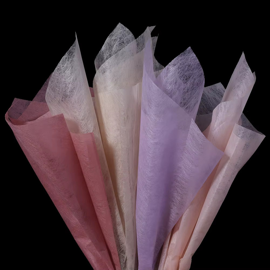 38er Set Louleur Blumen-Einwickelpapier aus Vliesstoff in Schwarz und Mehrfarbig, B/B: 30 x 30 cm - Bild 2