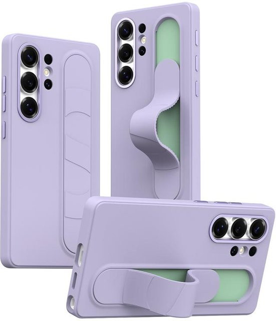 Samsung Galaxy S25 S24 Ultra Schutzhülle mit Smart Control Armband Griff und Ständer aus TPU in Schwarz, Lila, Grau oder Blau - Bild 1