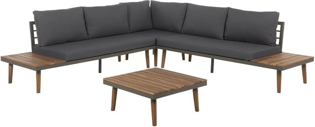 Beliani Lounge Set CORATO in Dunkelgrau mit L-Form, Ecksofa, Couchtisch und Kissen, B/T/H: 257 x 257 x 80 cm - Bild 1