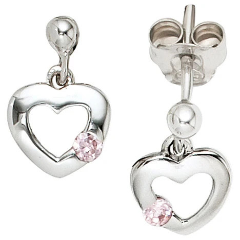 Colkid Ohrhänger Herz, 925 Silber, 2 Zirkonia, rosa rosé, Kinder - Bild 1