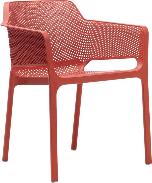 Nardi Net Armlehnstuhl Set aus 4 Stück in Marsala, stapelbarer Gartenstuhl mit modernem Lochmuster aus Polypropylen, B/T/H: 60,5 x 58,5 x 80 cm - Bild 1