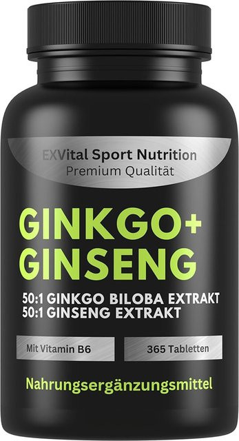 EXVital Ginkgo Biloba und Koreanischer Ginseng, 365 Tabletten - Bild 1