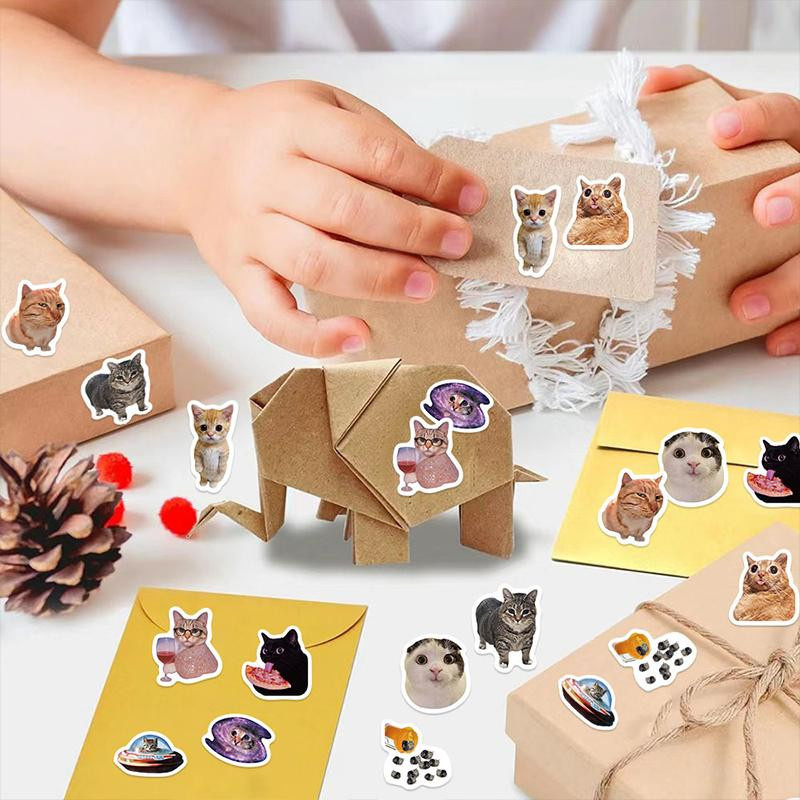 500 Stück Niedliche Katzen Aufkleber aus PET in Multicolor von Linyi Toy - Bild 4