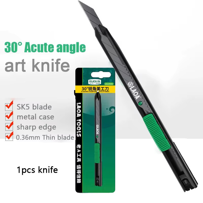 LAOA Mini Utility Taschenmesser mit SK5 Stahlklinge und 30-Grad-Winkel als Schiebemesser und Tapetenschneider - Bild 3