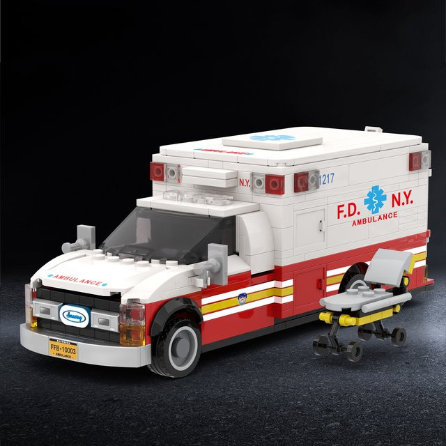 Inhaw Amerikanischer Krankenwagen Bausteine Set, 660 Teile Technisches Notfall-Fahrzeug Modell aus Kunststoff in Weiß - Bild 1