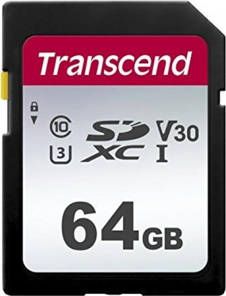 Transcend 300S SDXC UHS-I Speicherkarte, 64 GB, Video Class V30, U3, Class10, Schwarz - Bild 1