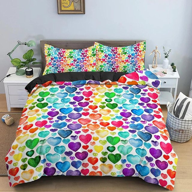 Bettwäscheset Lodestar mit Bettdeckenbezug und Kissenbezug, bunt gestreiftes geometrisches Design, B/B: 180 x 210 cm - Bild 1