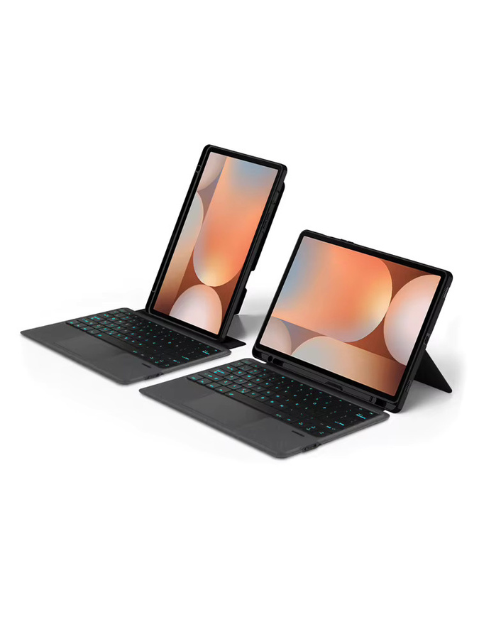 AJIUYU Tastaturhülle für Samsung Galaxy Tab S10 Plus, S9 FE Plus, S8 Plus, S7 FE und S7 Plus 12,4 Zoll mit abnehmbarem Touchpad und Hintergrundbeleuchtung in Schwarz - Bild 5