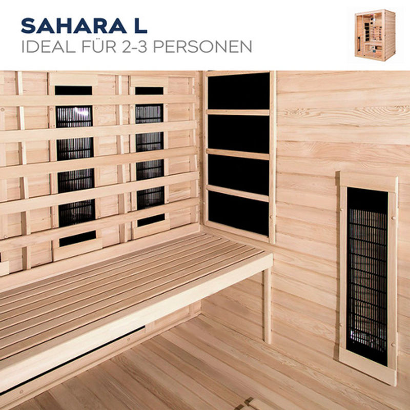 Home Deluxe Infrarotkabine Sahara L aus Hemlock-Tannenholz für 3 Personen mit Vollspektrumstrahler, beige, B: 150 cm, T: 120 cm, H: 190 cm - Bild 3