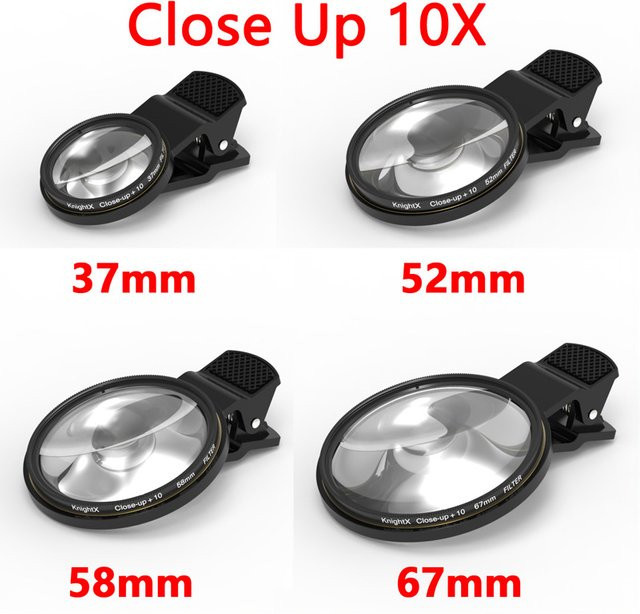 KnightX Smartphone Makro-Objektivfilter Clip mit 10+ Filtern in Schwarz für 52mm 58mm 67mm Objektive - Bild 1