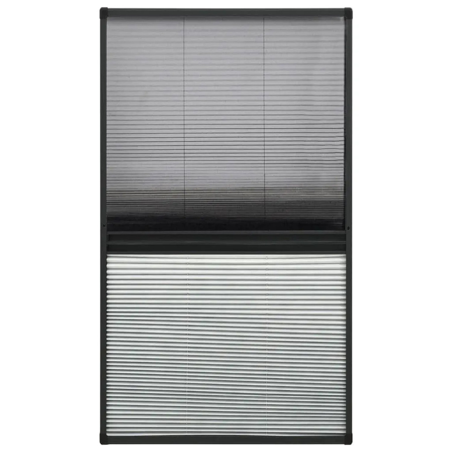 vidaXL Insektenschutz-Plissee für Fenster aus Aluminium mit Jalousie, Farbe: Anthrazit/Schwarz, B: 80 cm, H: 160 cm - Bild 2