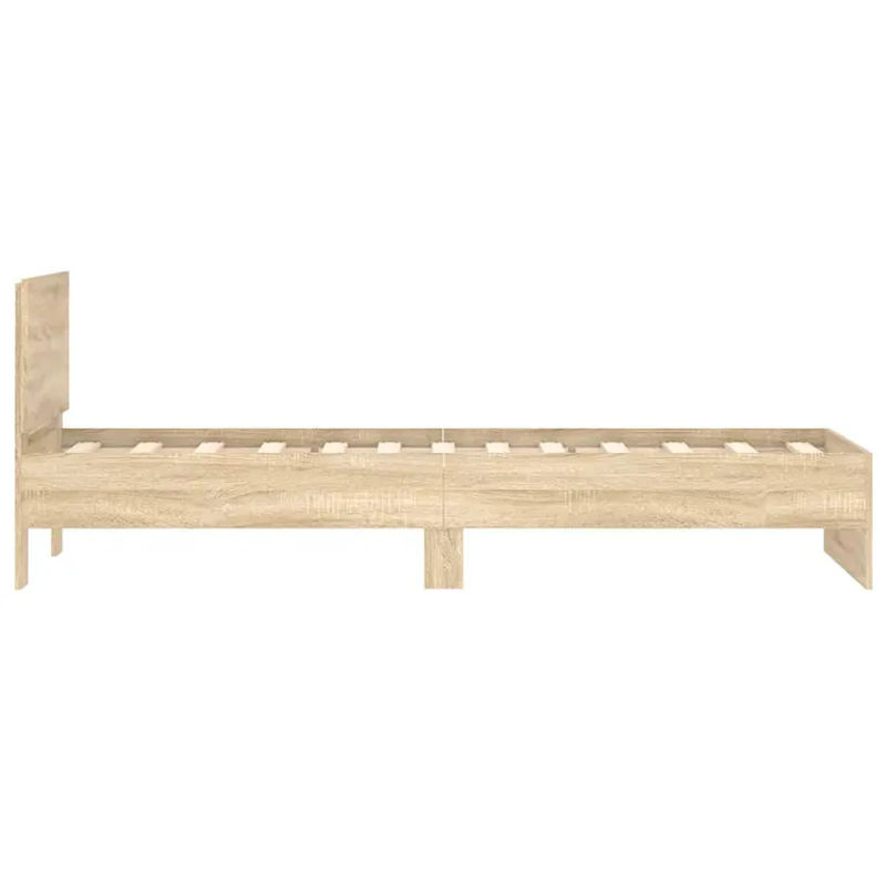 vidaXL Bettgestell mit Kopfteil in Sonoma-Eiche, Farbe Braun, B/T/H: 90 x 193 x 70 cm - Bild 2