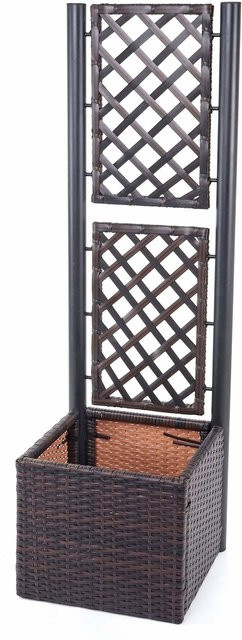 MCW Poly-Rattan Rankgitter D76 Pflanzkasten mit Rankhilfe, braun, B/T/H: 142 x 43 x 43 cm - Bild 1
