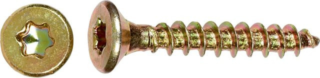 LUX-TOOLS Senkkopf Spanplattenschraube mit Torx-Antrieb, verzinkt, Gold, Durchmesser: 3 mm, Länge: 25 mm, 200 Stück - Bild 1