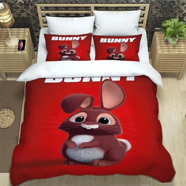 Bettwäscheset Ferdinand Cartoon mit 3D-Druck in Rot von Binchi Outdoor Product, bestehend aus Bettbezug und Kissenbezug, B/H: 180 x 210 cm - Bild 1