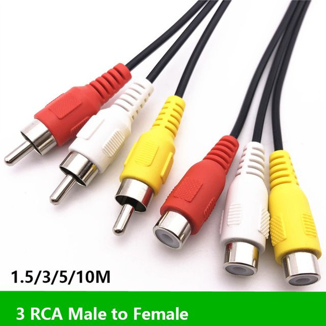 BSN RCA auf 3 RCA Verlängerungskabel Audio-Video-AV-Stecker auf Buchse in Schwarz und Multicolour - Bild 1