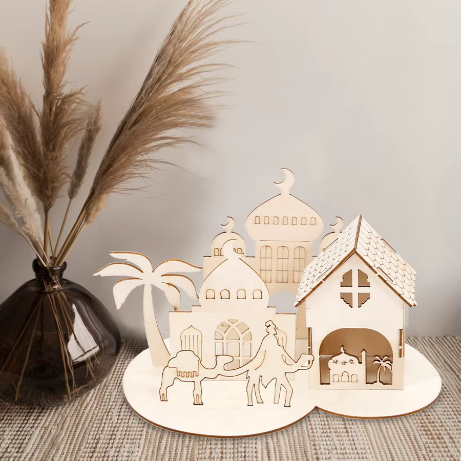 Cyuan DIY 3D Holzpuzzle Ramadan und Eid al-Fitr Dekoration in Beige - Bild 2