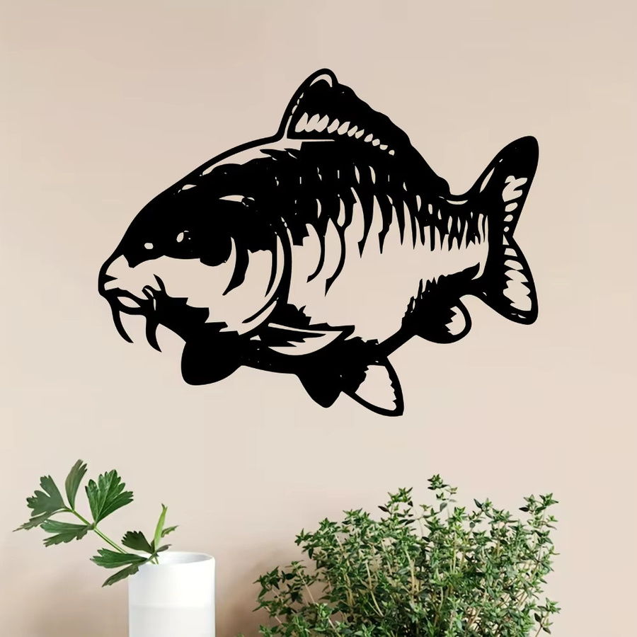 CIFBUY Karpfen Wandkunst aus Metall in Schwarz als Gartendekoration und Wandstatue - Bild 3