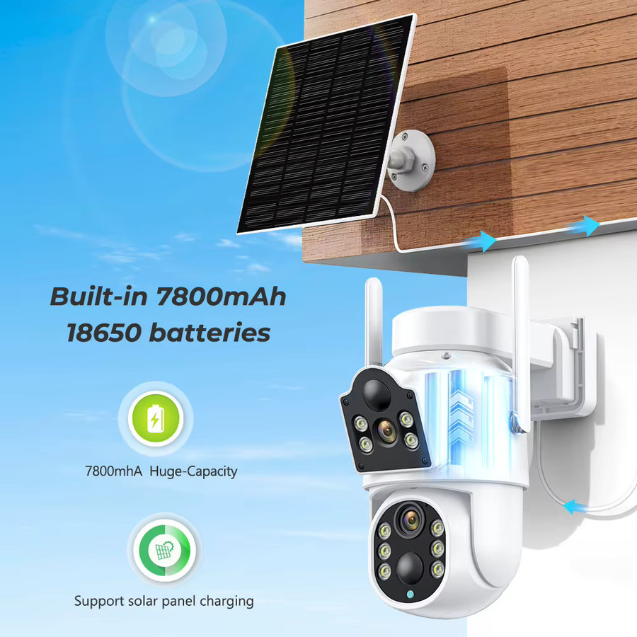 ANBIUX 4MP Solar WiFi PTZ Kamera mit Dual-Objektiv und eingebauter Batterie, Outdoor Video Überwachung, Weiß - Bild 4